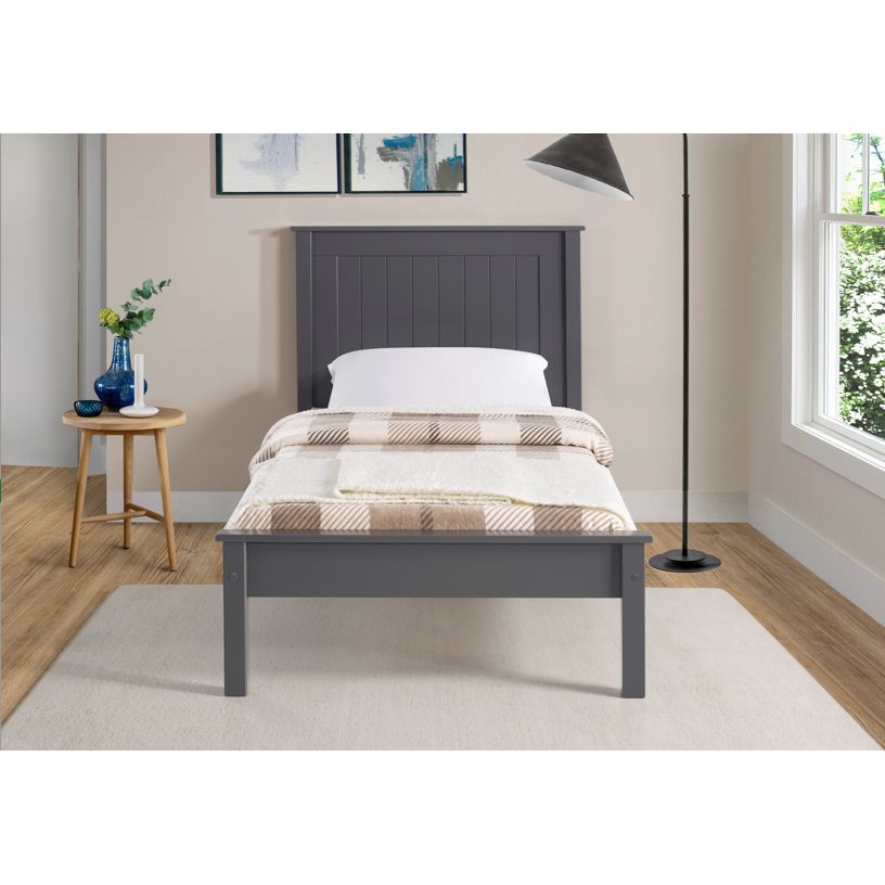 Kara Dark Grey Painted Low Foot End Wooden Bed Frame —