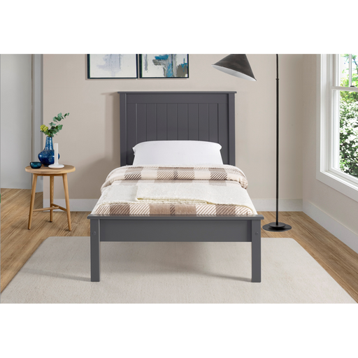 Kara Dark Grey Painted Low Foot End Wooden Bed Frame - FurniComp