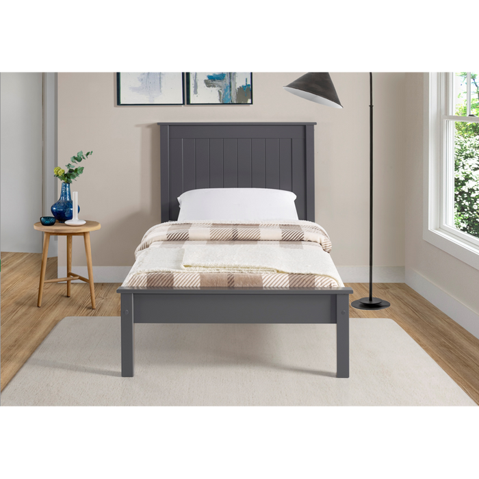 Kara Dark Grey Painted Low Foot End Wooden Bed Frame - FurniComp