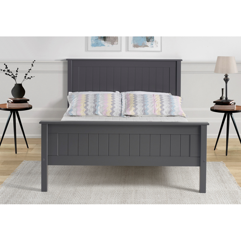 Kara Dark Grey Painted High Footend Wooden Bed Frame - FurniComp