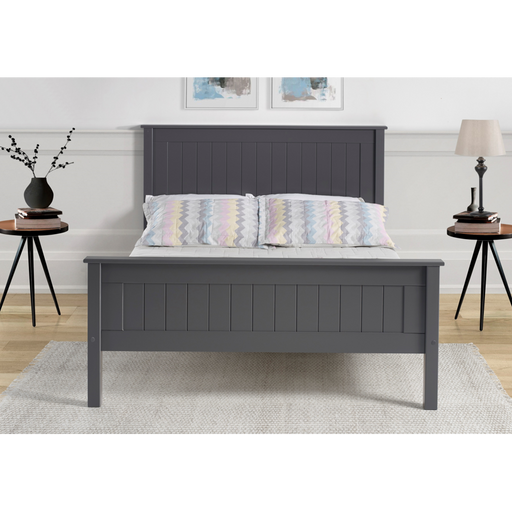 Kara Dark Grey Painted High Footend Wooden Bed Frame - FurniComp