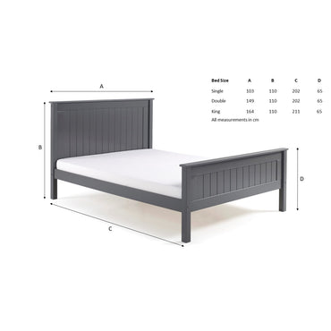 Kara Dark Grey Painted High Footend Wooden Bed Frame - FurniComp