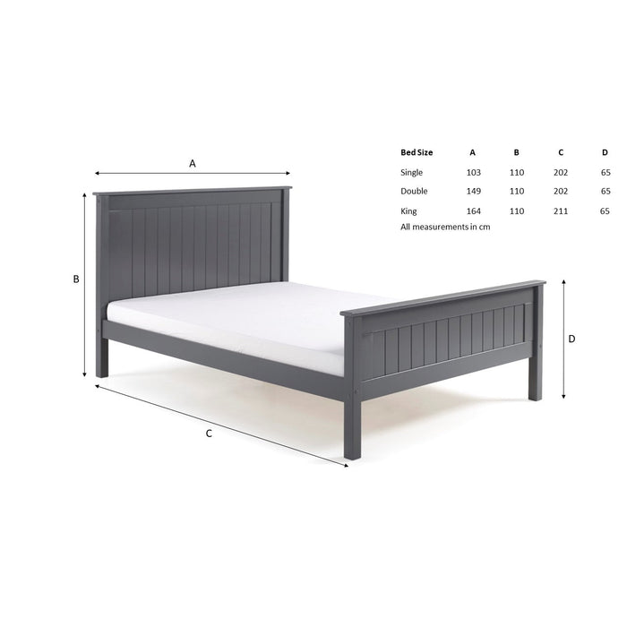 Kara Grey Painted High Footend Wooden Bed Frame - FurniComp