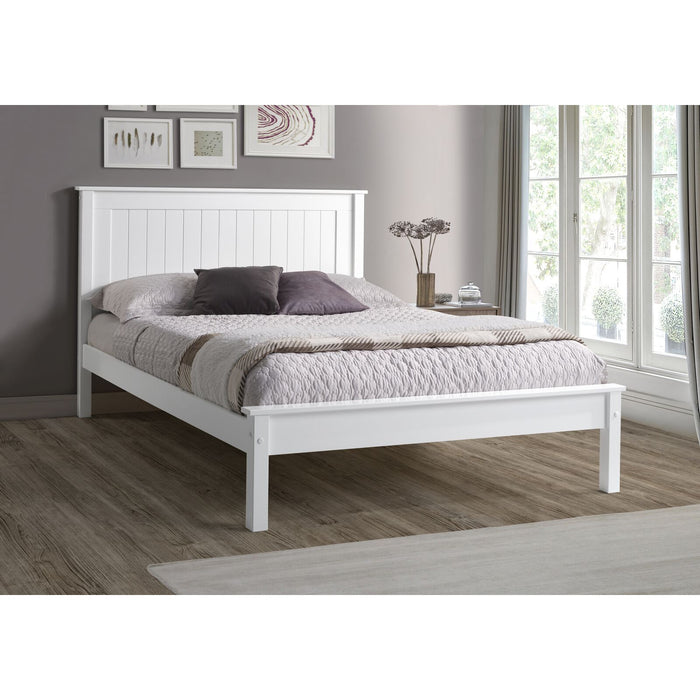 Kara White Painted Low Foot End Wooden Bed Frame - FurniComp