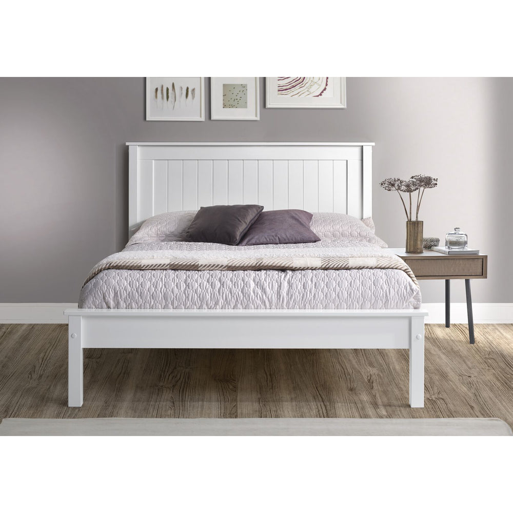 Kara White Painted Low Foot End Wooden Bed Frame - FurniComp