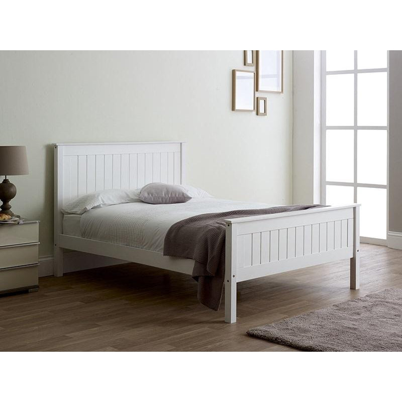 Kara White Painted High Footend Wooden Bed Frame - FurniComp