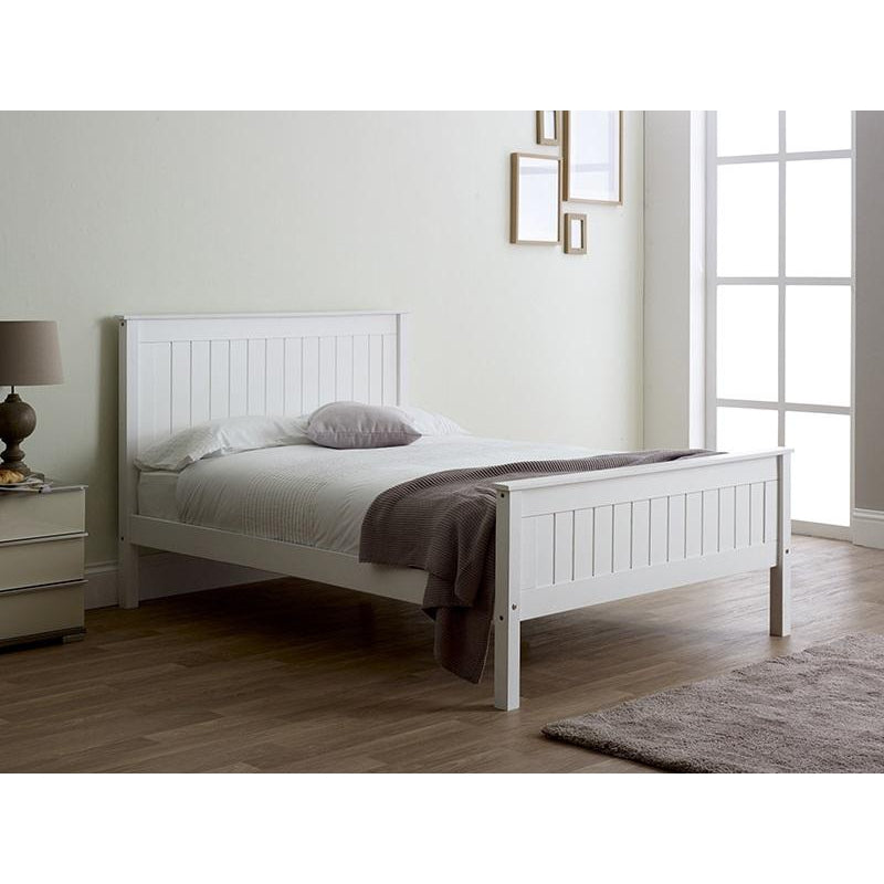 Kara White Painted High Footend Wooden Bed Frame - FurniComp
