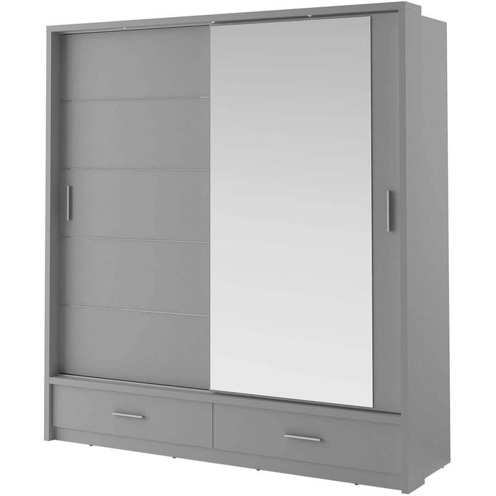 Klassy 2 Door 2 Drawer Grey Mirrored 200cm Sliding Door Wardrobe KL-05 - FurniComp