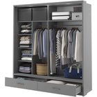 Klassy 2 Door 2 Drawer Grey Mirrored 200cm Sliding Door Wardrobe KL-05 - FurniComp
