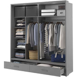 Klassy 2 Door 2 Drawer Grey Mirrored 200cm Sliding Door Wardrobe KL-05 - FurniComp