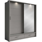Klassy 2 Door 2 Drawer Grey Mirrored 200cm Sliding Door Wardrobe KL-05 - FurniComp