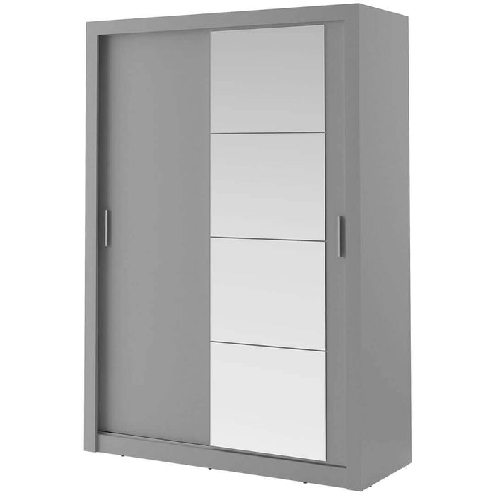 Klassy 2 Door 150cm Grey Mirrored Sliding Door Wardrobe KL-04 - FurniComp
