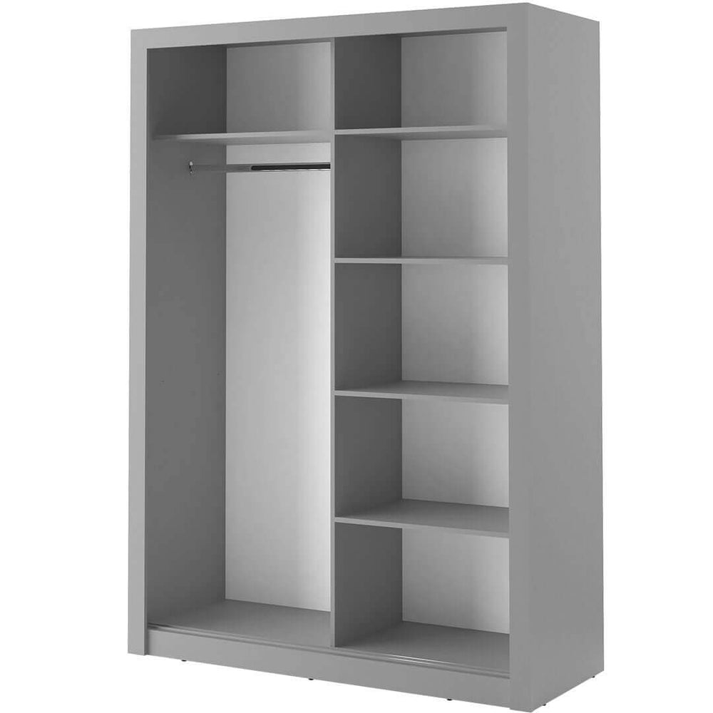 Klassy 2 Door 150cm Grey Mirrored Sliding Door Wardrobe KL-04 - FurniComp