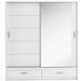 Klassy 2 Door 2 Drawer White Mirrored 200cm Sliding Door Wardrobe KL-05 - FurniComp