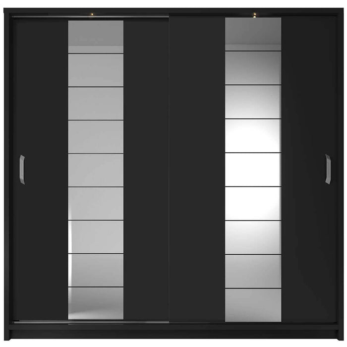 Klassy 2 Door Black 220cm Mirrored Sliding Door Wardrobe KL-14 - FurniComp