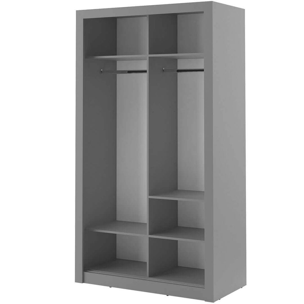 Klassy 2 Door Grey Mirrored 120cm Sliding Door Wardrobe KL-06 - FurniComp