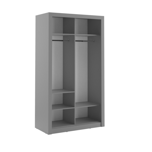 Klassy 2 Door Grey 120cm Mirrored Sliding Door Wardrobe KL-19 - FurniComp
