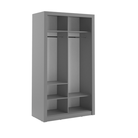 Klassy 2 Door Grey 120cm Mirrored Sliding Door Wardrobe KL-19 - FurniComp