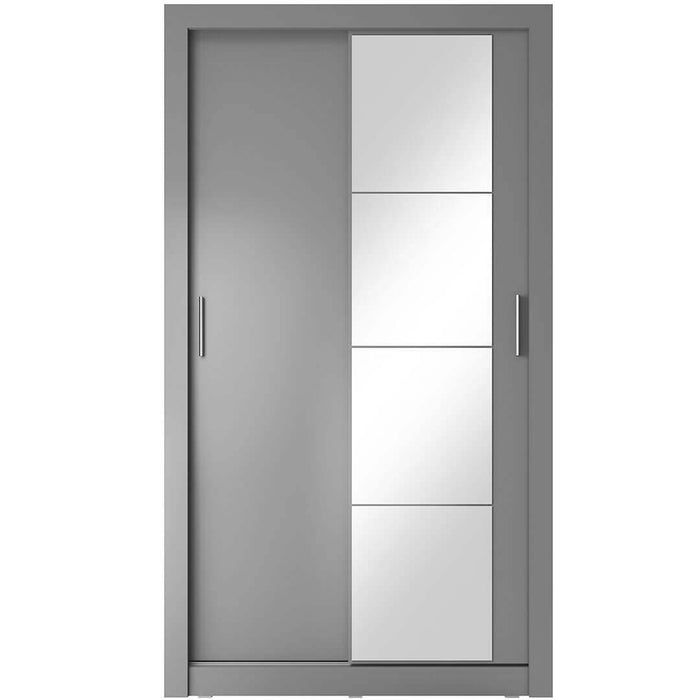 Klassy 2 Door Grey Mirrored 120cm Sliding Door Wardrobe KL-06 - FurniComp