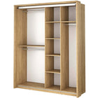 Klassy 2 Door Shetland Oak Mirrored Sliding Door Wardrobe KL-17 - FurniComp