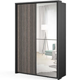 Klassy 2 Door Black and Wenge Mirrored Sliding Door Wardrobe KL-21 - FurniComp