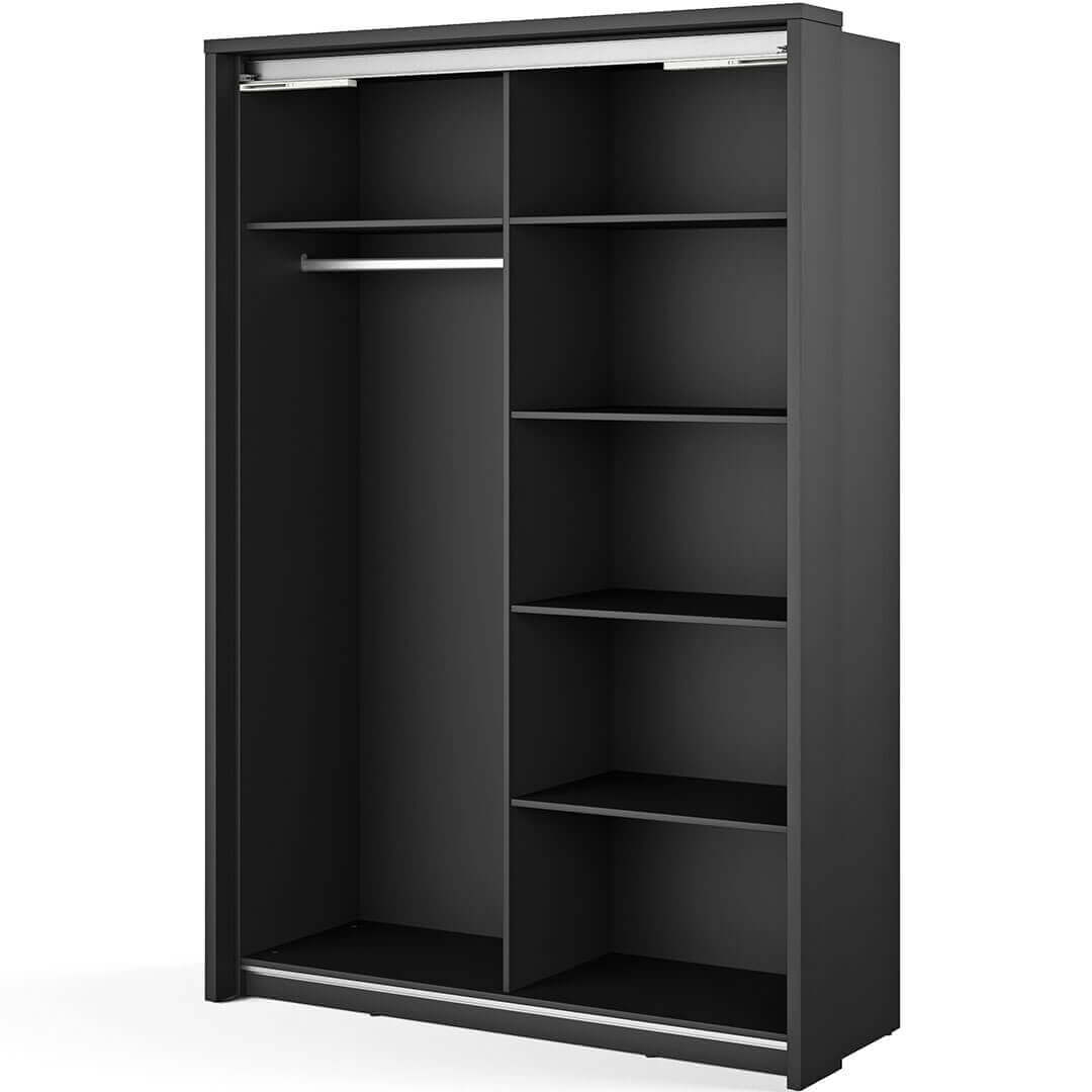 Klassy 2 Door Black and Wenge Mirrored Sliding Door Wardrobe KL-21 - FurniComp