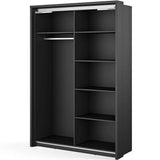 Klassy 2 Door Black and Wenge Mirrored Sliding Door Wardrobe KL-21 - FurniComp