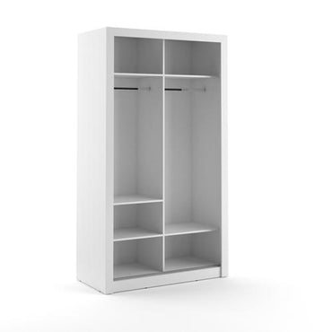 Klassy 2 Door White 120cm Mirrored Sliding Door Wardrobe KL-19 - FurniComp