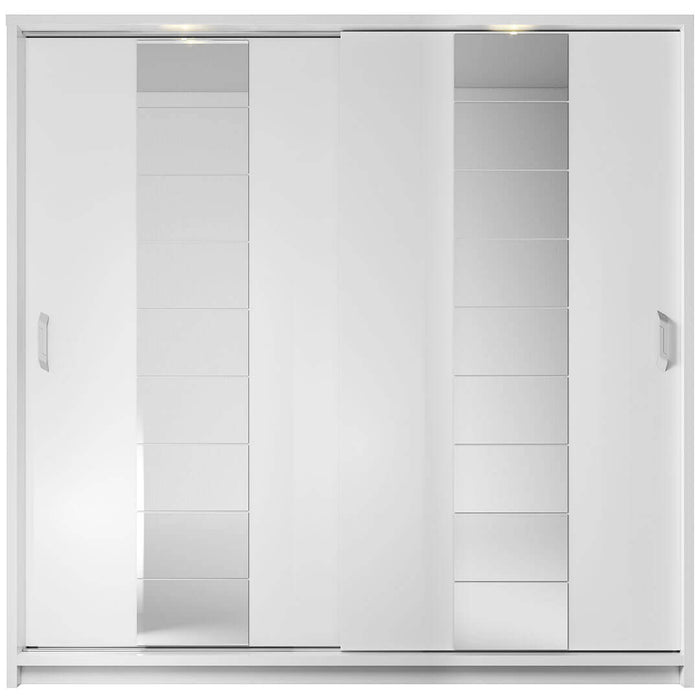 Klassy 2 Door White 220cm Mirrored Sliding Door Wardrobe KL-14 - FurniComp