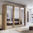 Klassy 3 Door 250cm Shetland Oak Mirrored Sliding Door Wardrobe KL-02 - FurniComp