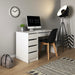 Kontor 5 Drawer White Gloss Home Office Desk - FurniComp