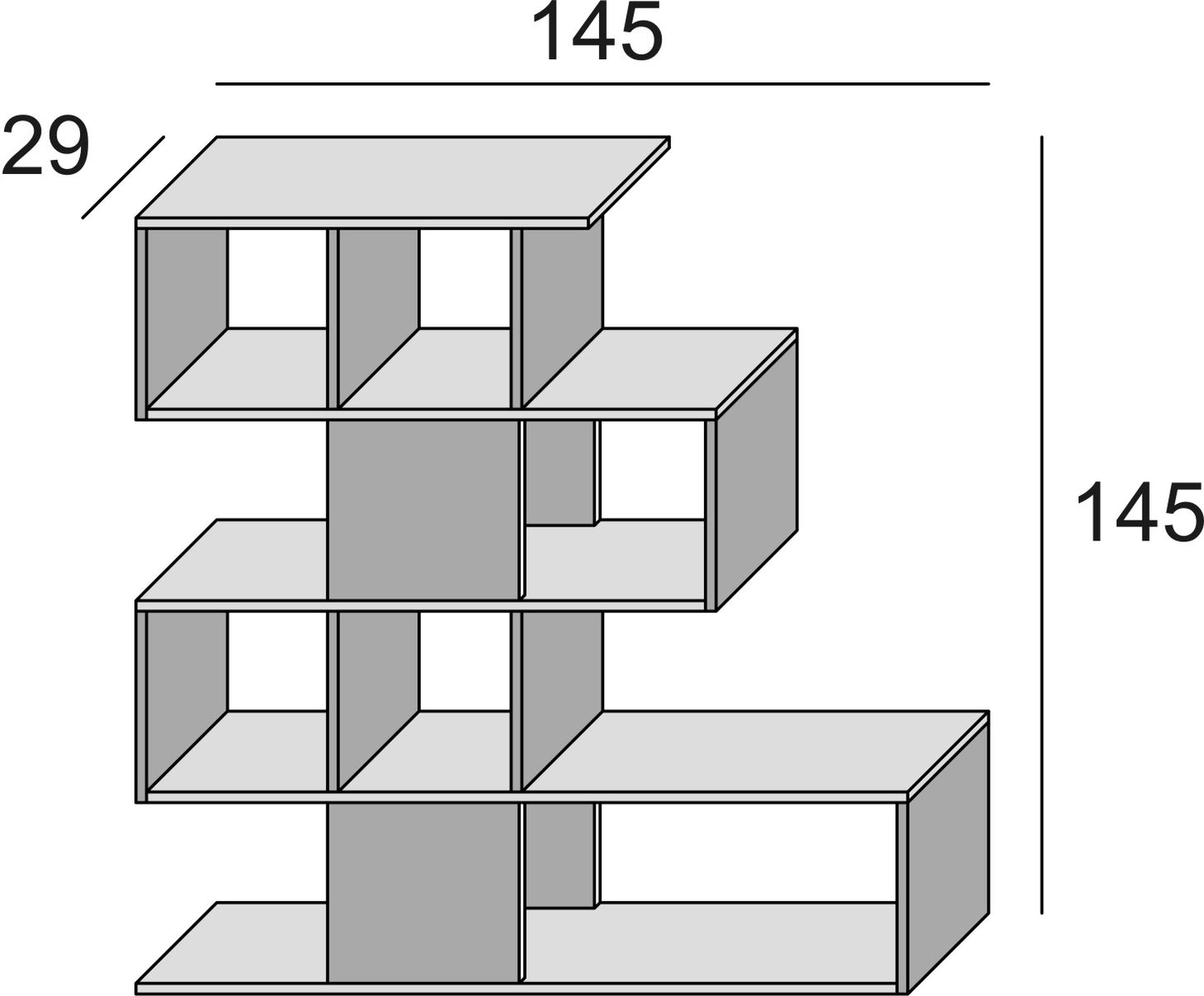 Isola Large ZigZag White and Oak Bookcase/Room Divider - FurniComp