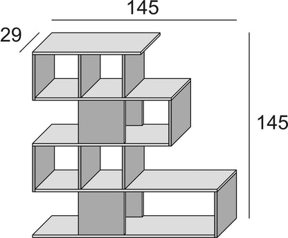 Isola Large ZigZag White and Oak Bookcase/Room Divider - FurniComp