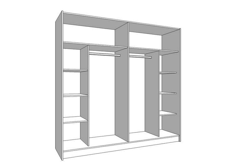 Lavina 2 Door Large Grey 220cm Mirrored Sliding Door Wardrobe - FurniComp