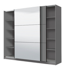 Lavina 2 Door Large Grey 220cm Mirrored Sliding Door Wardrobe - FurniComp