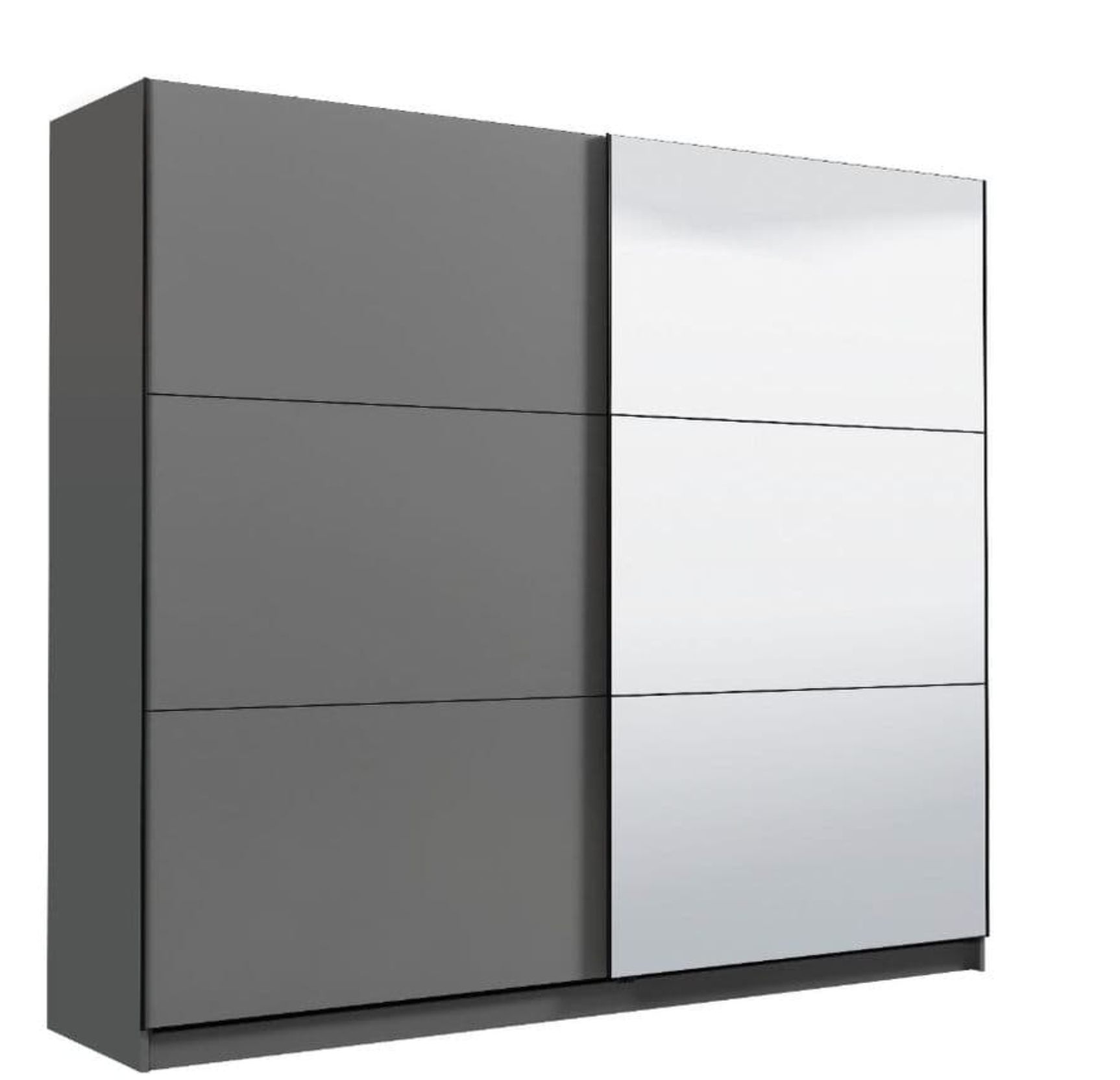 Lavina 2 Door Large Grey 220cm Mirrored Sliding Door Wardrobe - FurniComp