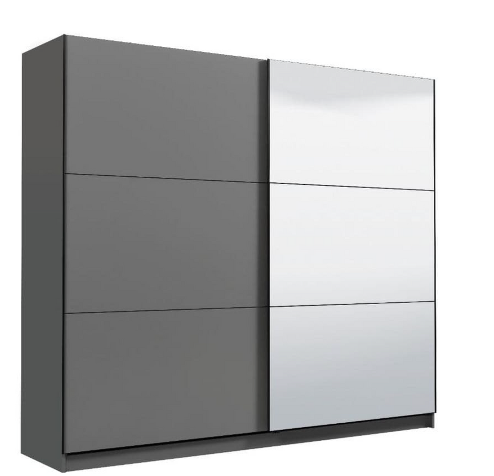 Lavina 2 Door Large Grey 220cm Mirrored Sliding Door Wardrobe - FurniComp