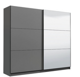 Lavina 2 Door Large Grey 220cm Mirrored Sliding Door Wardrobe - FurniComp