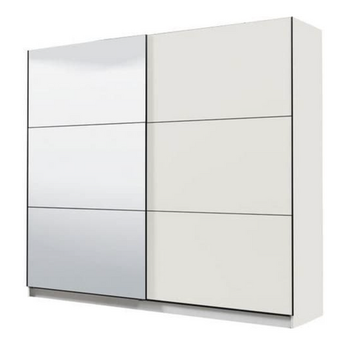 Lavina 2 Door Large White 220cm Mirrored Sliding Door Wardrobe - FurniComp