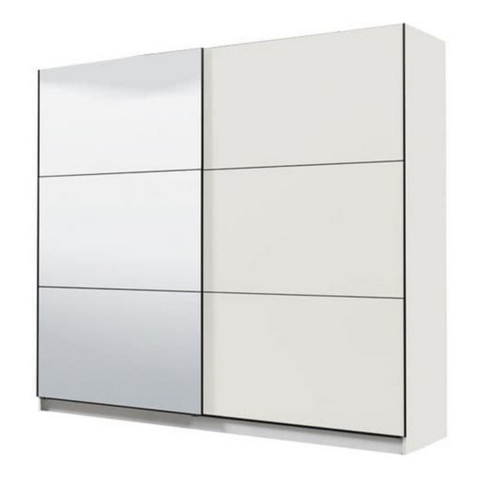Lavina 2 Door Large White 220cm Mirrored Sliding Door Wardrobe - FurniComp