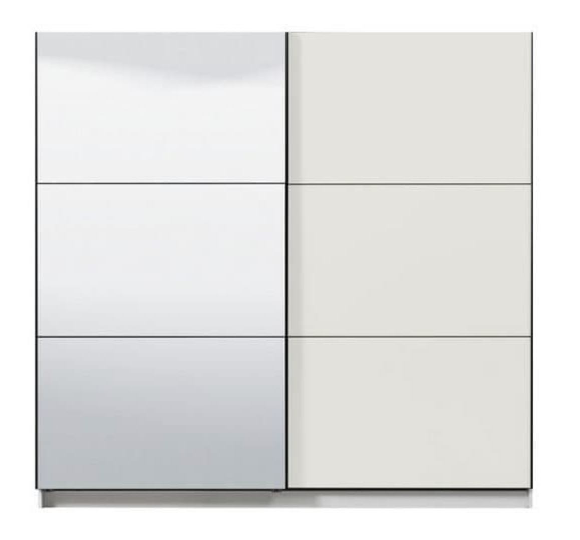 Lavina 2 Door Large White 220cm Mirrored Sliding Door Wardrobe - FurniComp