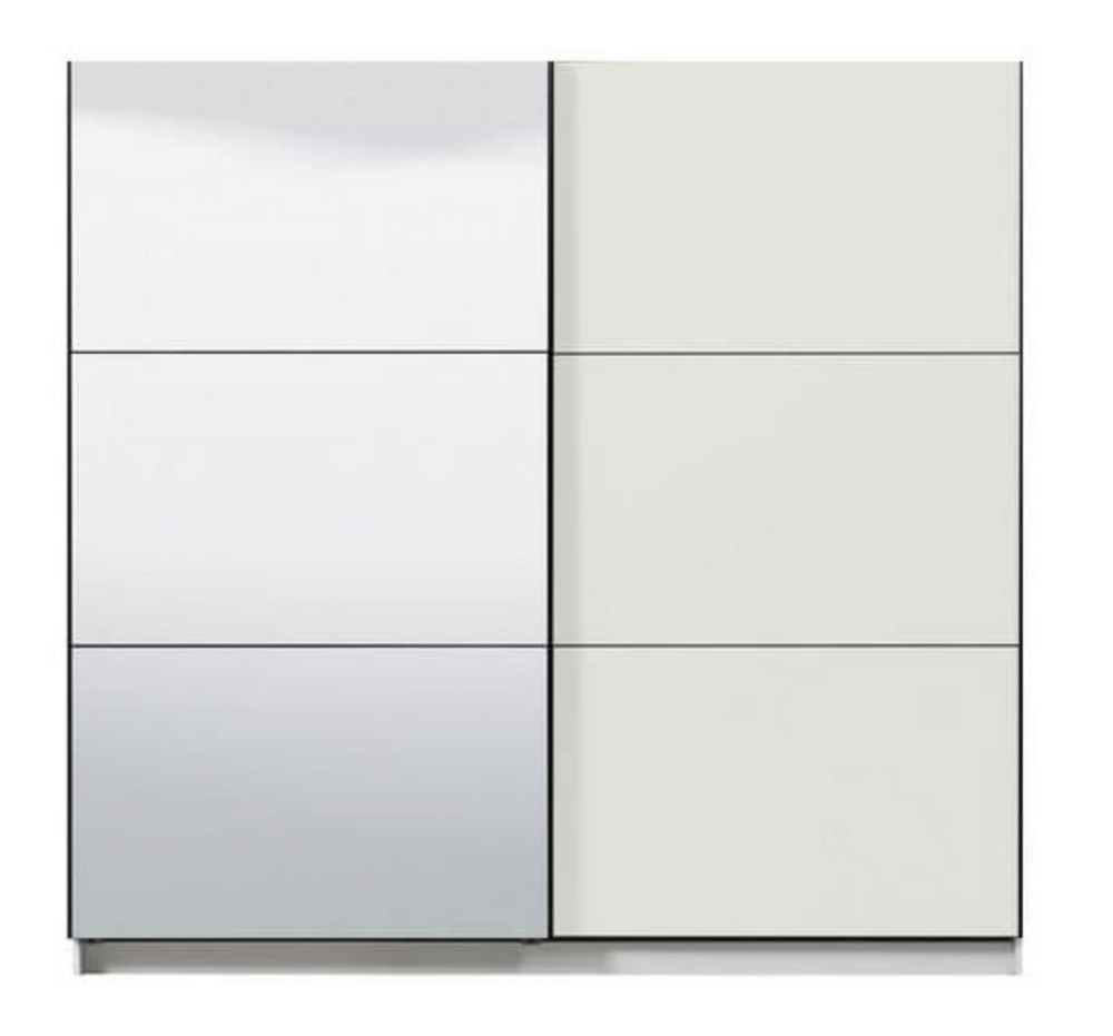 Lavina 2 Door Large White 220cm Mirrored Sliding Door Wardrobe - FurniComp