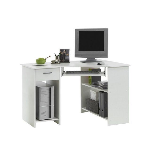 Lexi White Corner Desk With Drawer - FurniComp