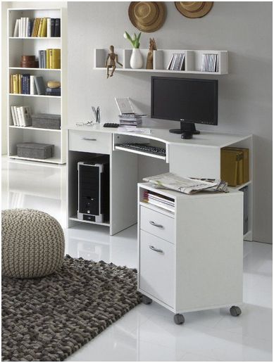 Lexi White Corner Desk With Drawer - FurniComp