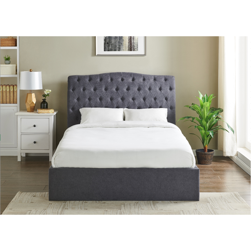 Lia Dark Grey Fabric Storage Bed Frame - FurniComp