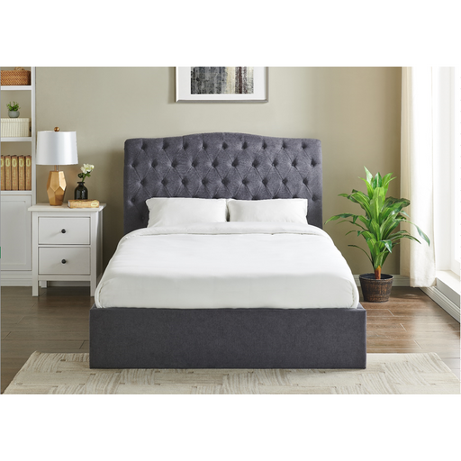 Lia Dark Grey Fabric Storage Bed Frame - FurniComp