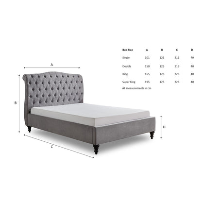 Lia Light Grey Fabric Bed Frame - FurniComp