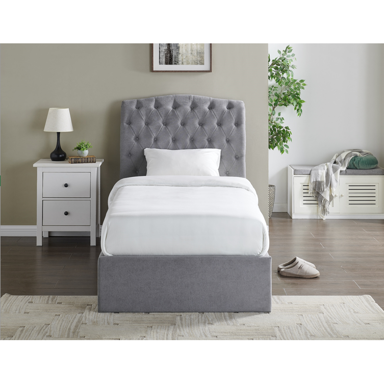 Lia Light Grey Fabric Storage Bed Frame - FurniComp