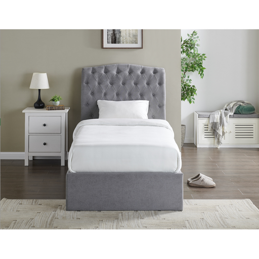 Lia Light Grey Fabric Storage Bed Frame - FurniComp