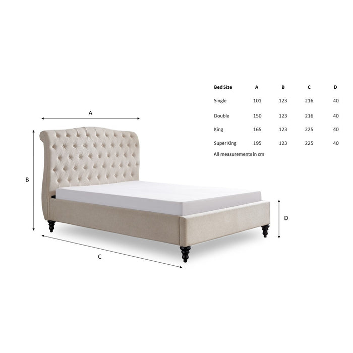 Lia Natural Fabric Bed Frame - FurniComp